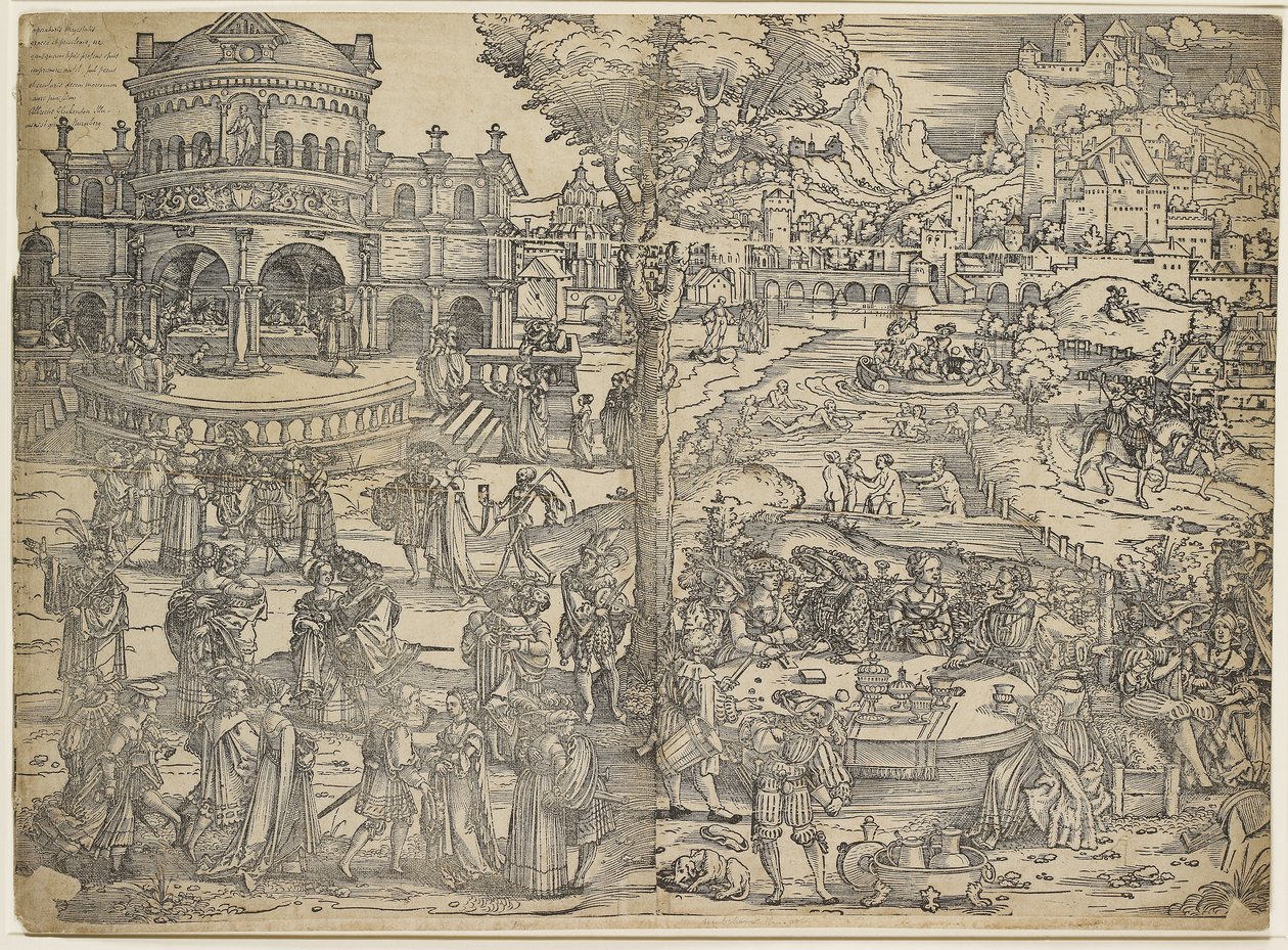 The Feast of Herodes (tresnitt, trykt fra to blokker) av Hans Sebald Beham