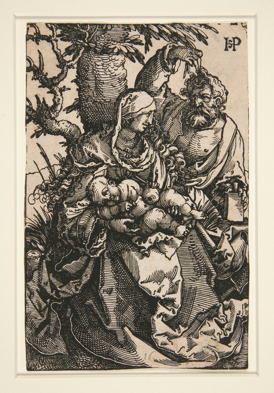 Den hellige familie under et tre av Hans Sebald Beham