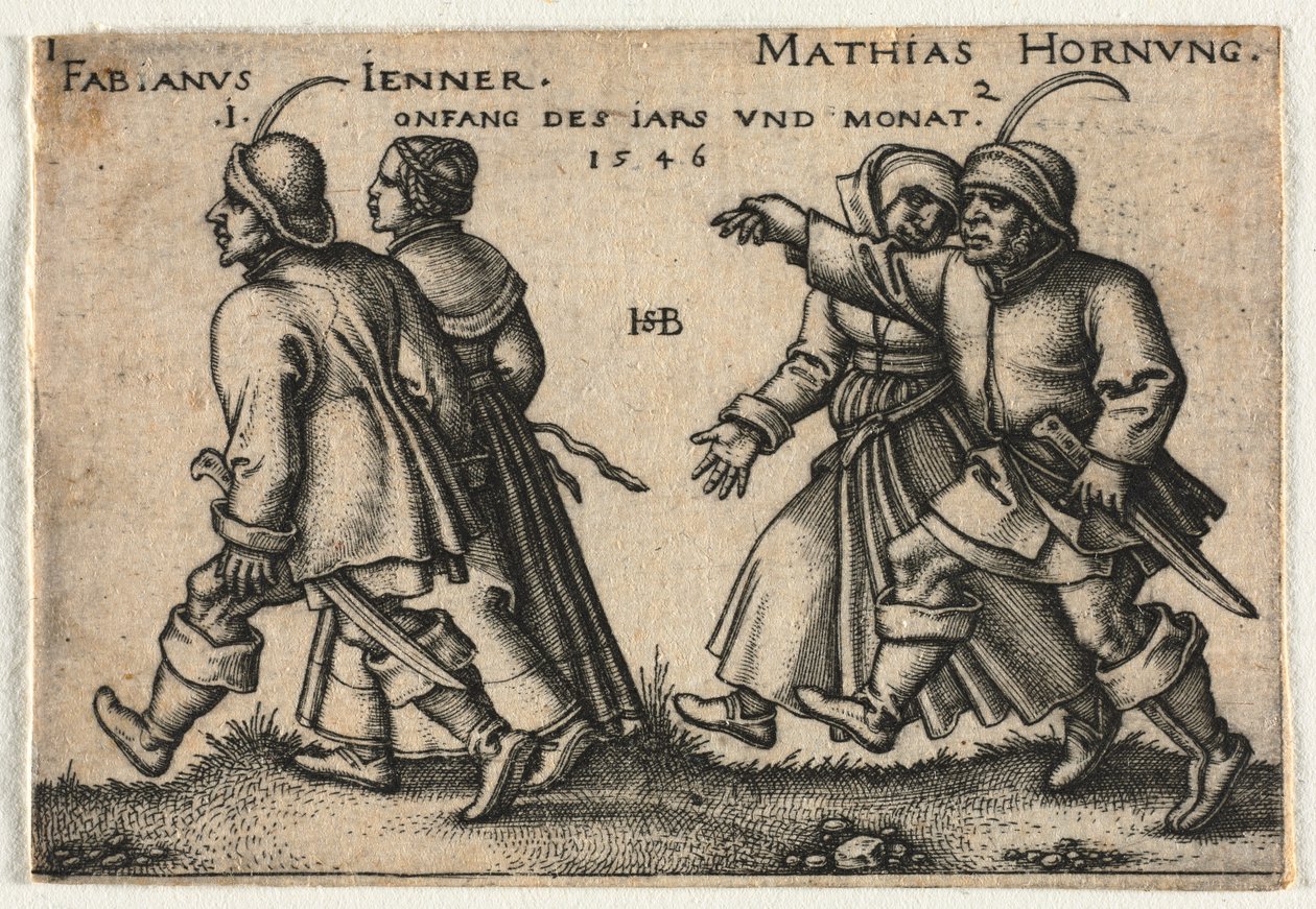 Bondebryllupet eller de tolv månedene: 1-Fabianus Jenner 2-Mathias Hornung av Hans Sebald Beham