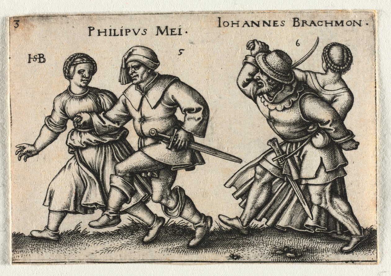 Bondebryllupet eller de tolv månedene: 5-Philipus Mei 6-Johannes Brachmon, 1546. av Hans Sebald Beham