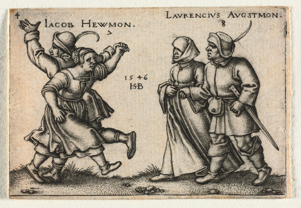Bondebryllupet eller de tolv månedene: 7 Jacob Hewmon 8-Laurencius Augstmon av Hans Sebald Beham