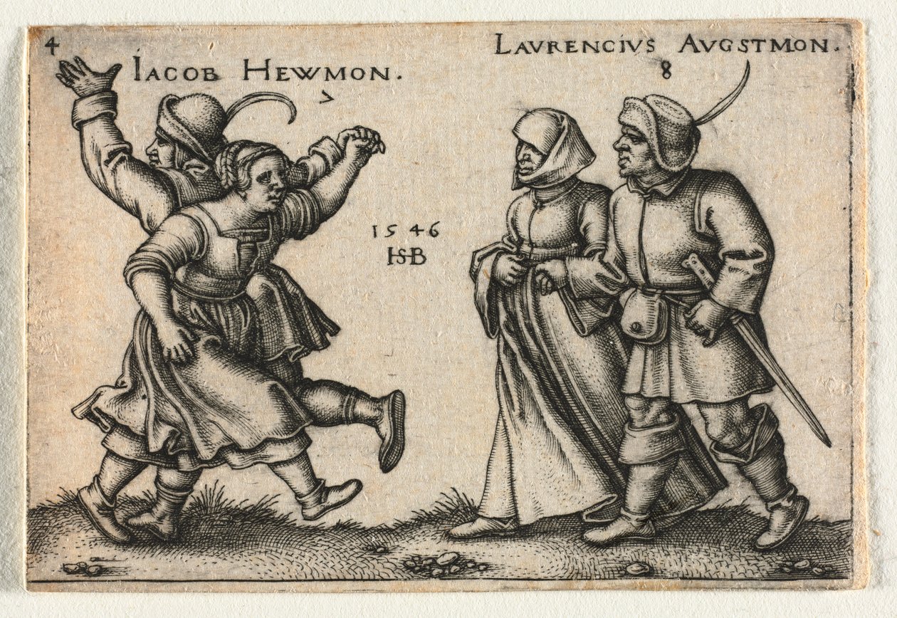 Bondebryllupet eller de tolv månedene: 7 Jacob Hewmon 8-Laurencius Augstmon, 1546. av Hans Sebald Beham