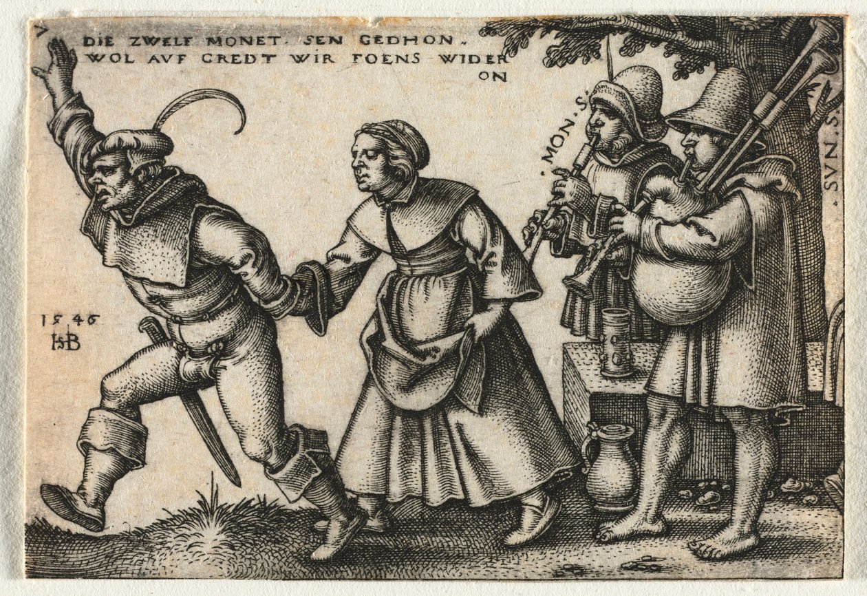Bondebryllupet eller de tolv måneder: nr. 7, 1546. av Hans Sebald Beham