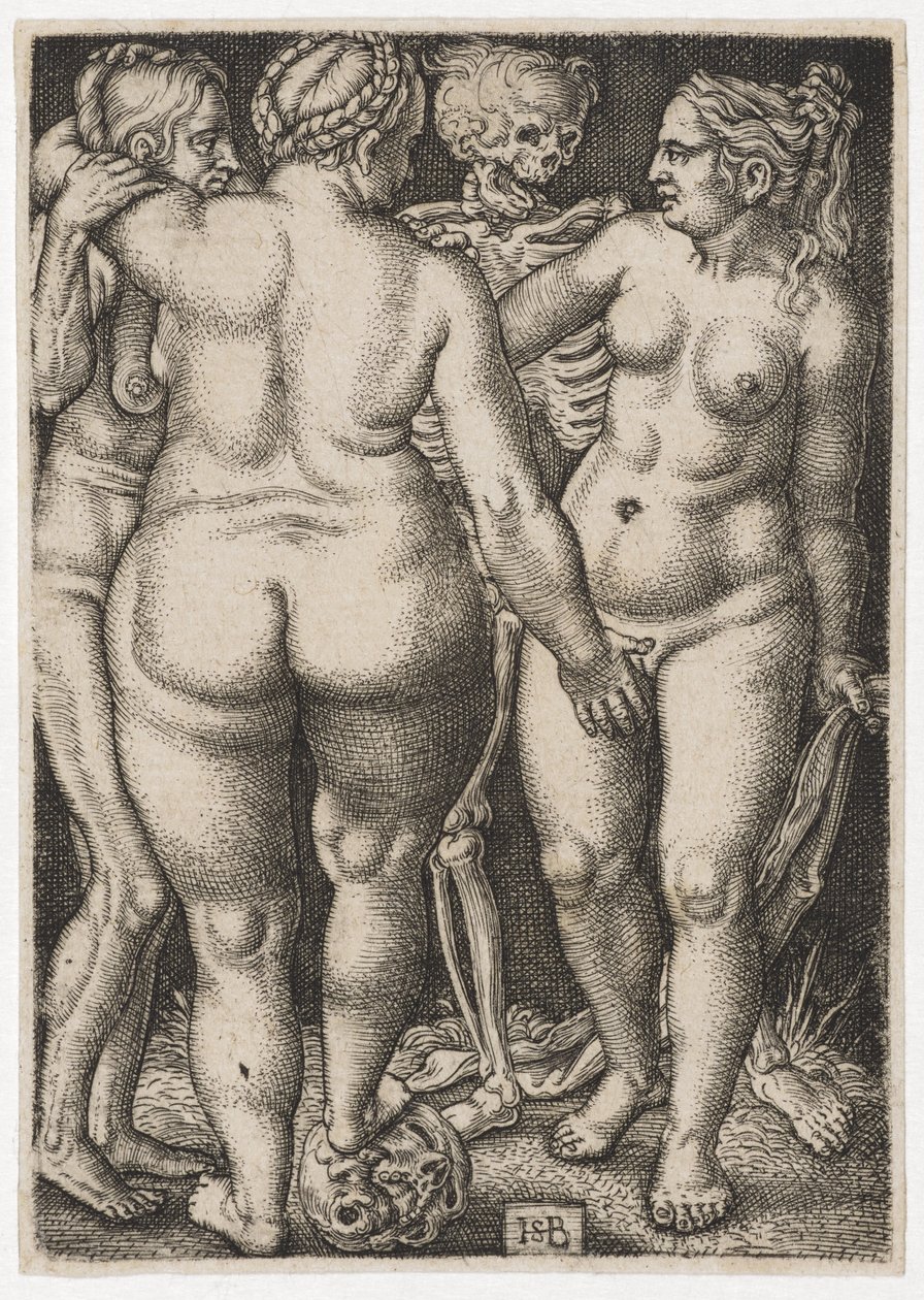 Tre kvinner og døde, ca. 1546-50 av Hans Sebald Beham