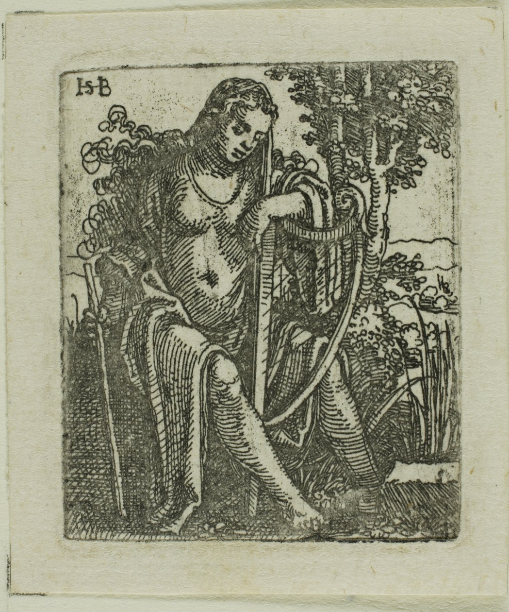 Kvinne med en harpe av Hans Sebald Beham