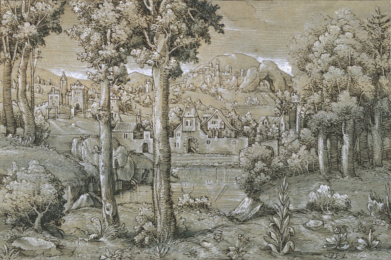 Imaginært landskap, 1543. av Hans Sebald Lautensack