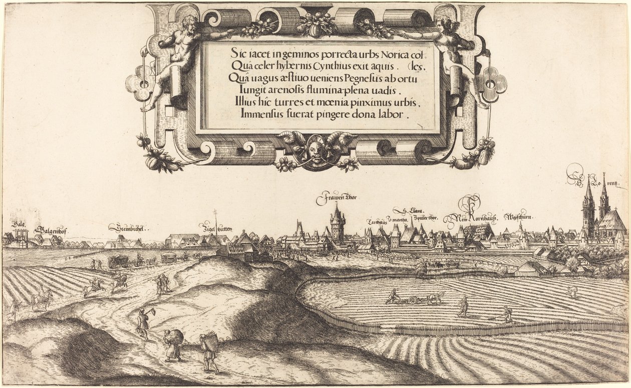 Utsikt over Nürnberg fra øst [venstre del], 1552. av Hans Sebald Lautensack