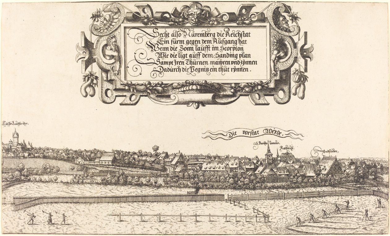 Utsikt over Nürnberg fra øst [høyre del], 1552. av Hans Sebald Lautensack