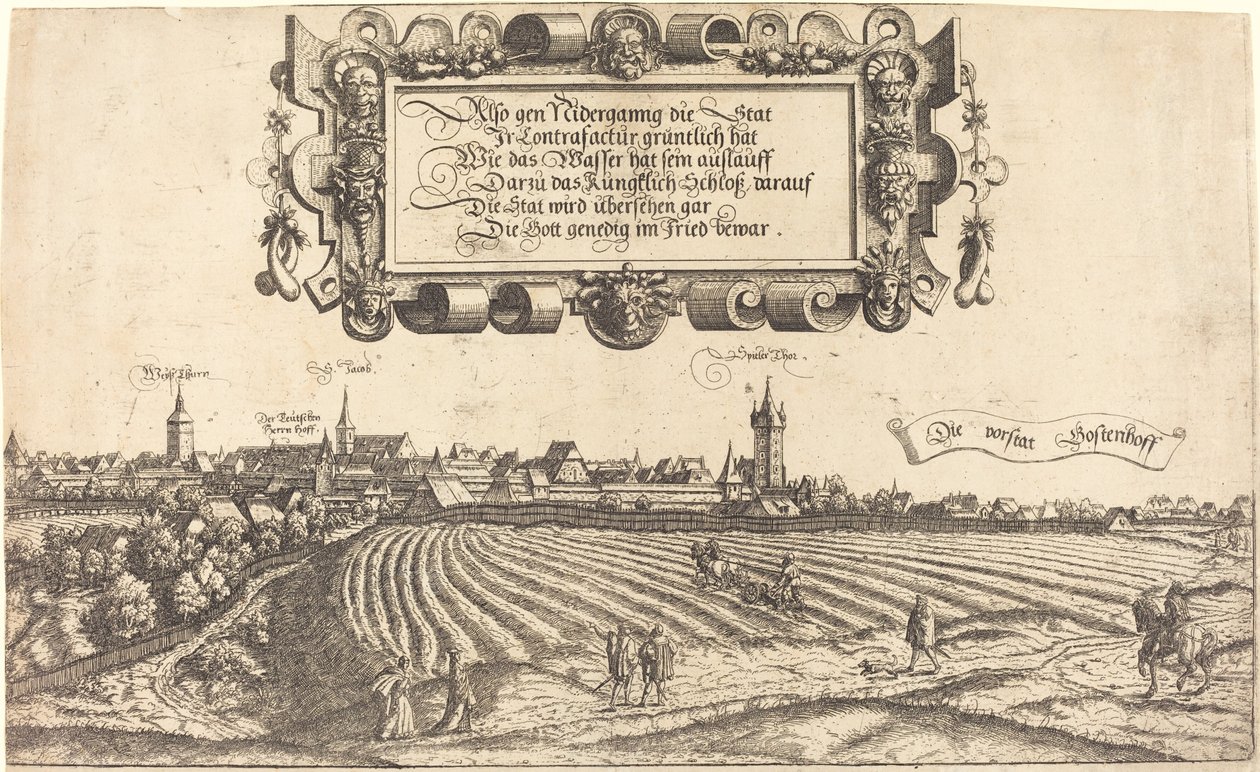 Utsikt over Nürnberg fra vest [høyre del], 1552. av Hans Sebald Lautensack