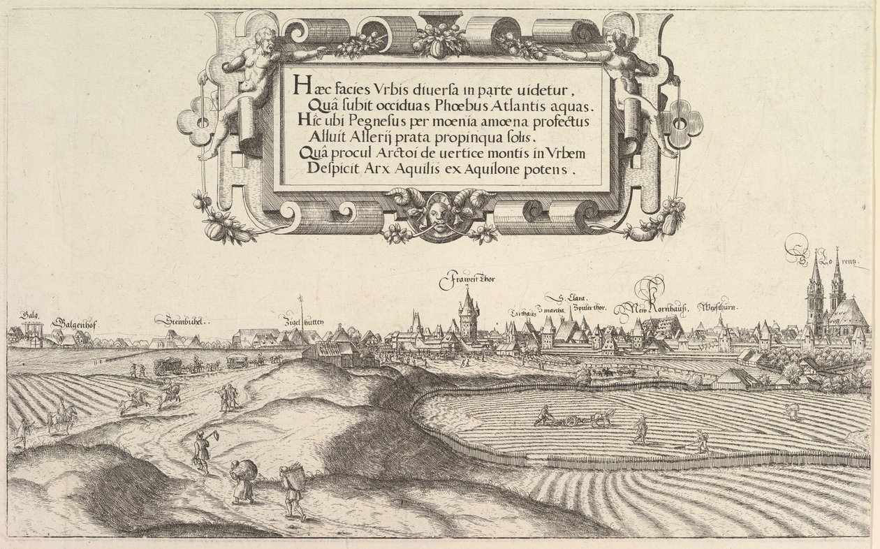 Utsikt over Nürnberg, mot øst, venstre plate, 1552. av Hans Sebald Lautensack