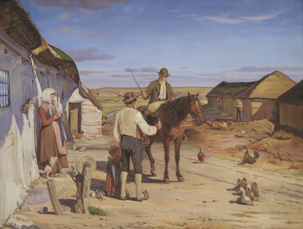 En fremmed spør sin vei på en gård på maurerne av Hans Smidth