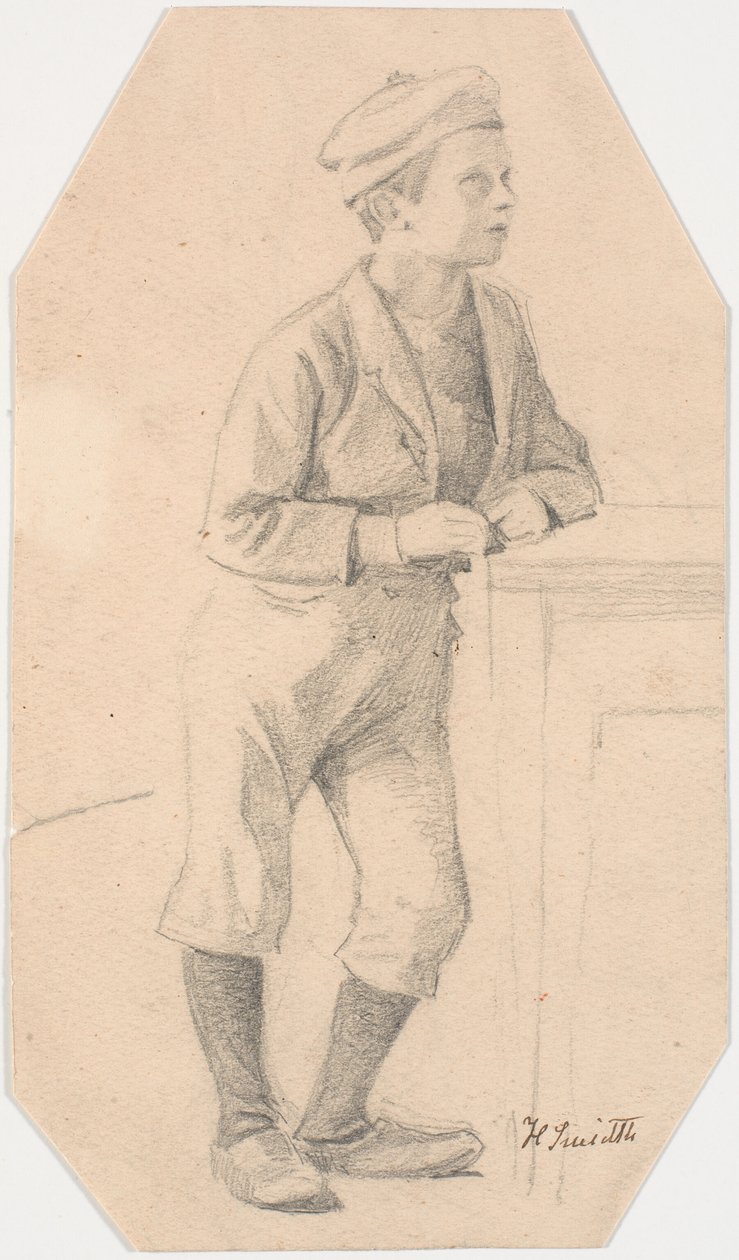 Gutt lent mot et bord av Hans Smidth