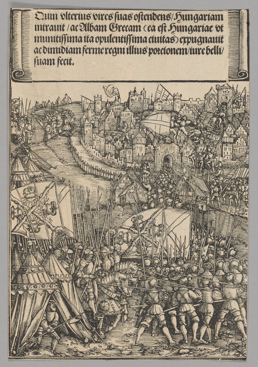 Ungarsk kampanje, plate 14 fra historiske scener fra livet til keiser Maximilian I fra triumfbuen av Hans Springinklee