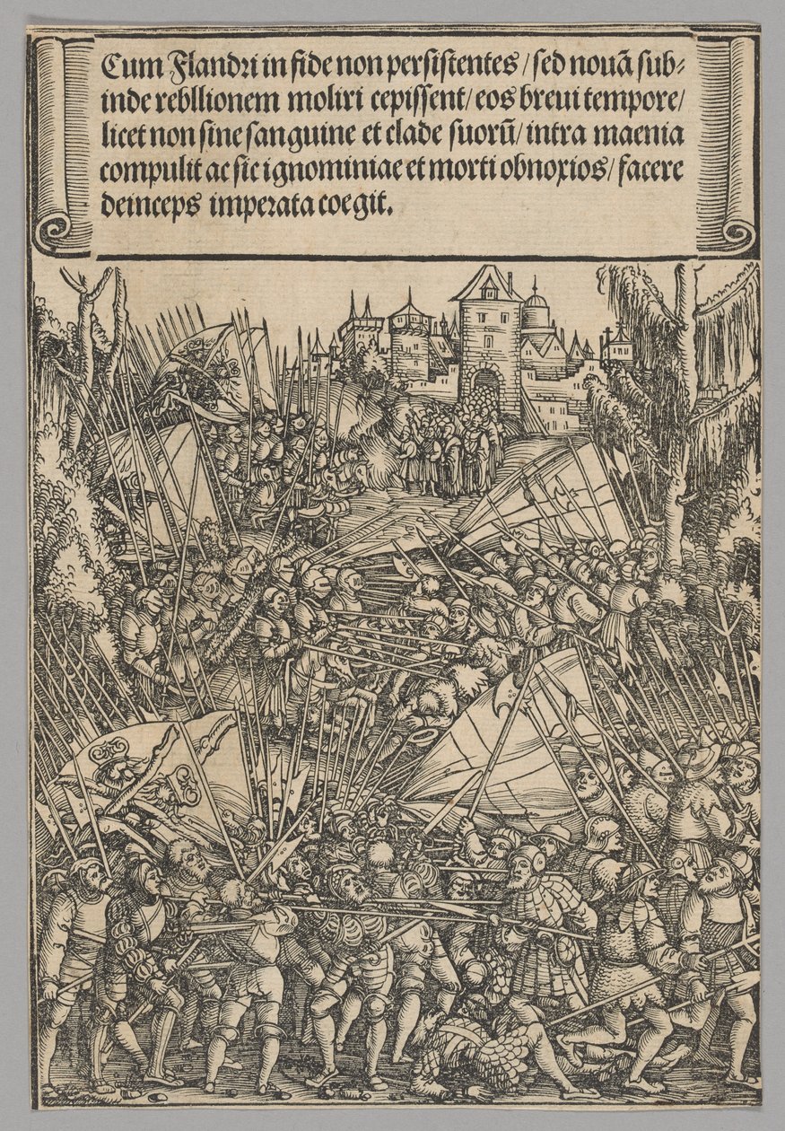 Andre flamske opprør, plate 10 fra historiske scener fra livet til keiser Maximilian I fra triumfbuen av Hans Springinklee