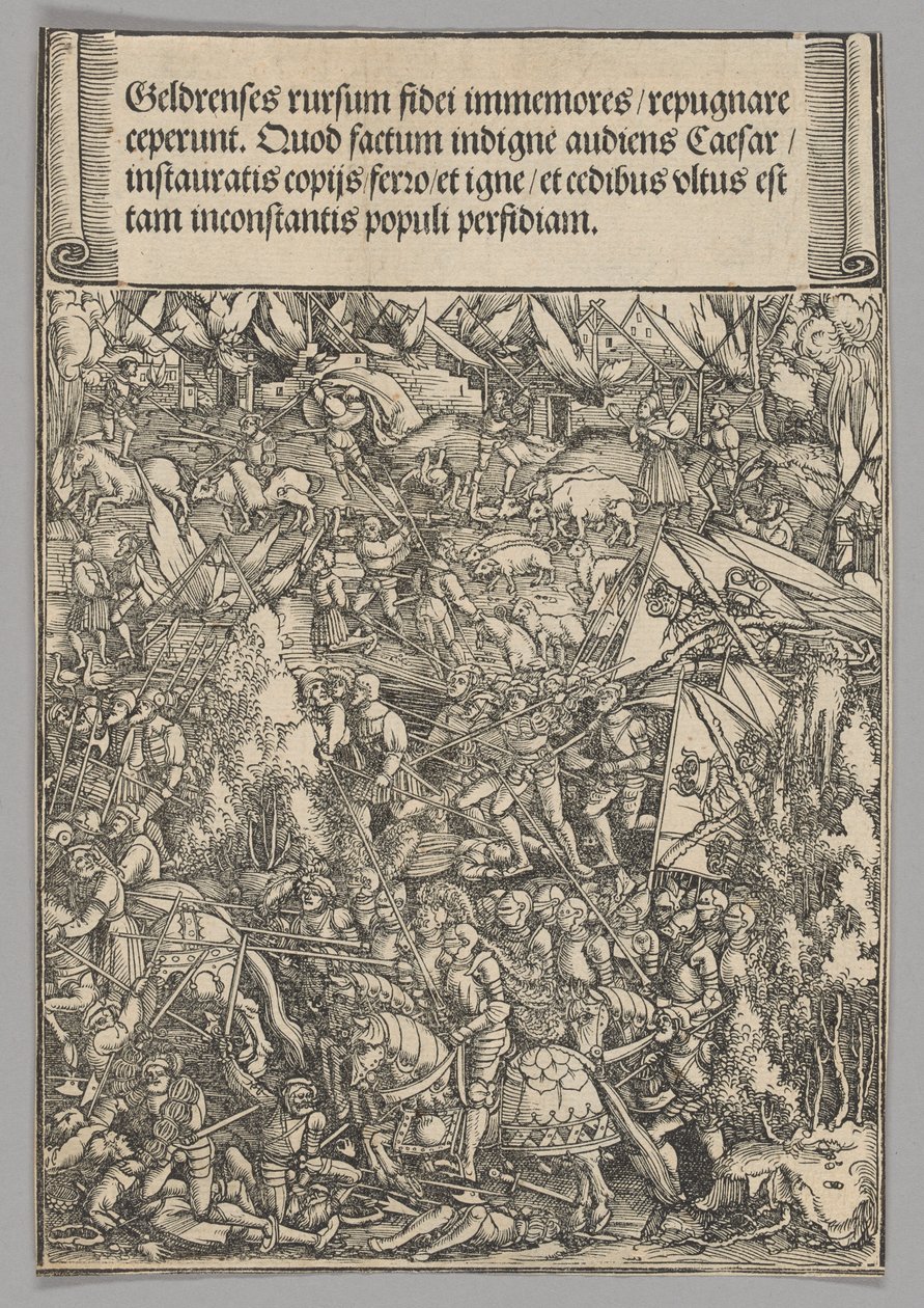 Andre krig med gylden, plate 19 fra historiske scener fra livet til keiser Maximilian I fra triumfbuen av Hans Springinklee