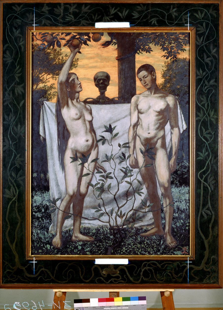 Adam og Eva (Adam og Eva). Maleri av Hans Thoma (1839-1924). Olje på lerret av Hans Thoma