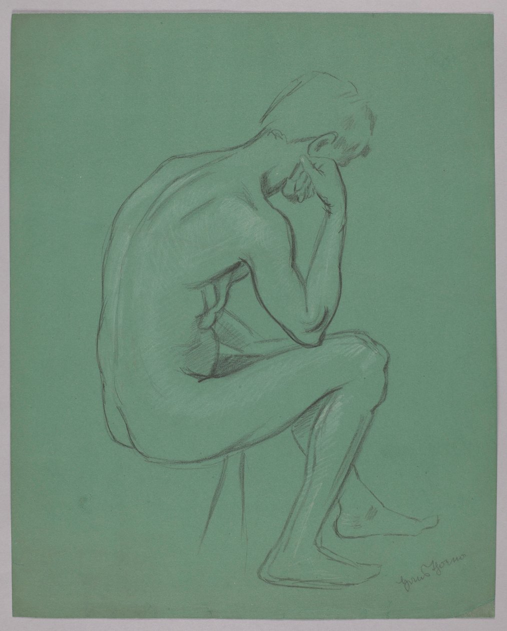 Akt av sittende mann av Hans Thoma