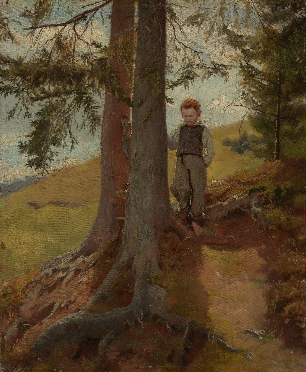 Guttebonde ved skogkanten av Hans Thoma
