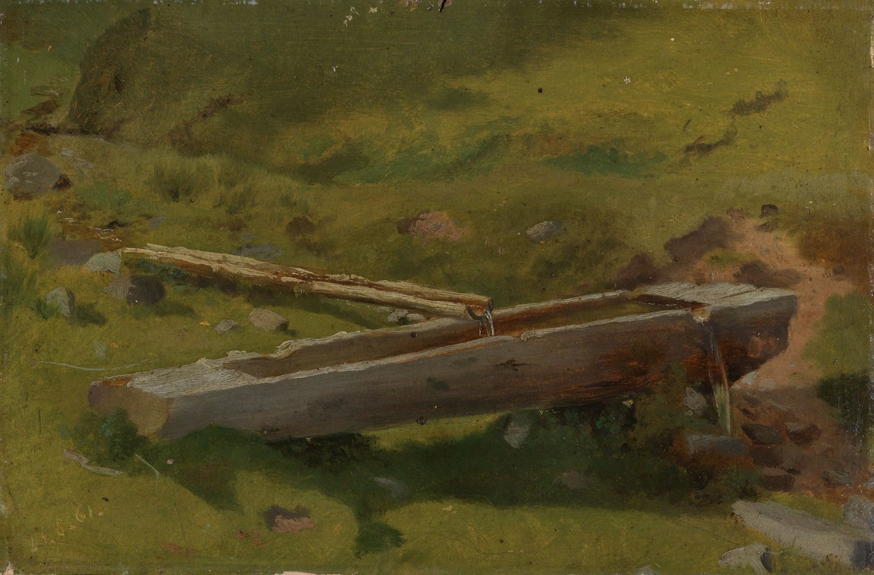 Treestamme som vanntrau av Hans Thoma