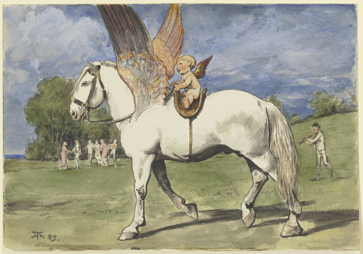 Cherub er Pegasus av Hans Thoma