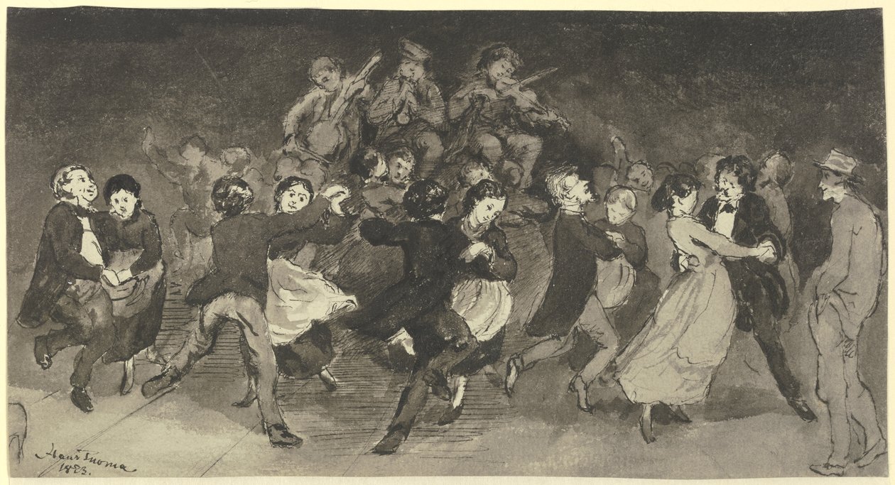 Dansende par på et vertshus av Hans Thoma