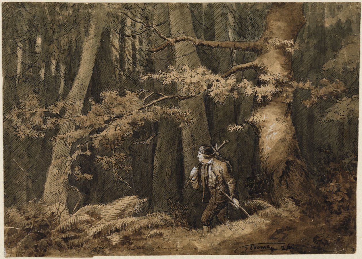 Jegeren i skogen av Hans Thoma