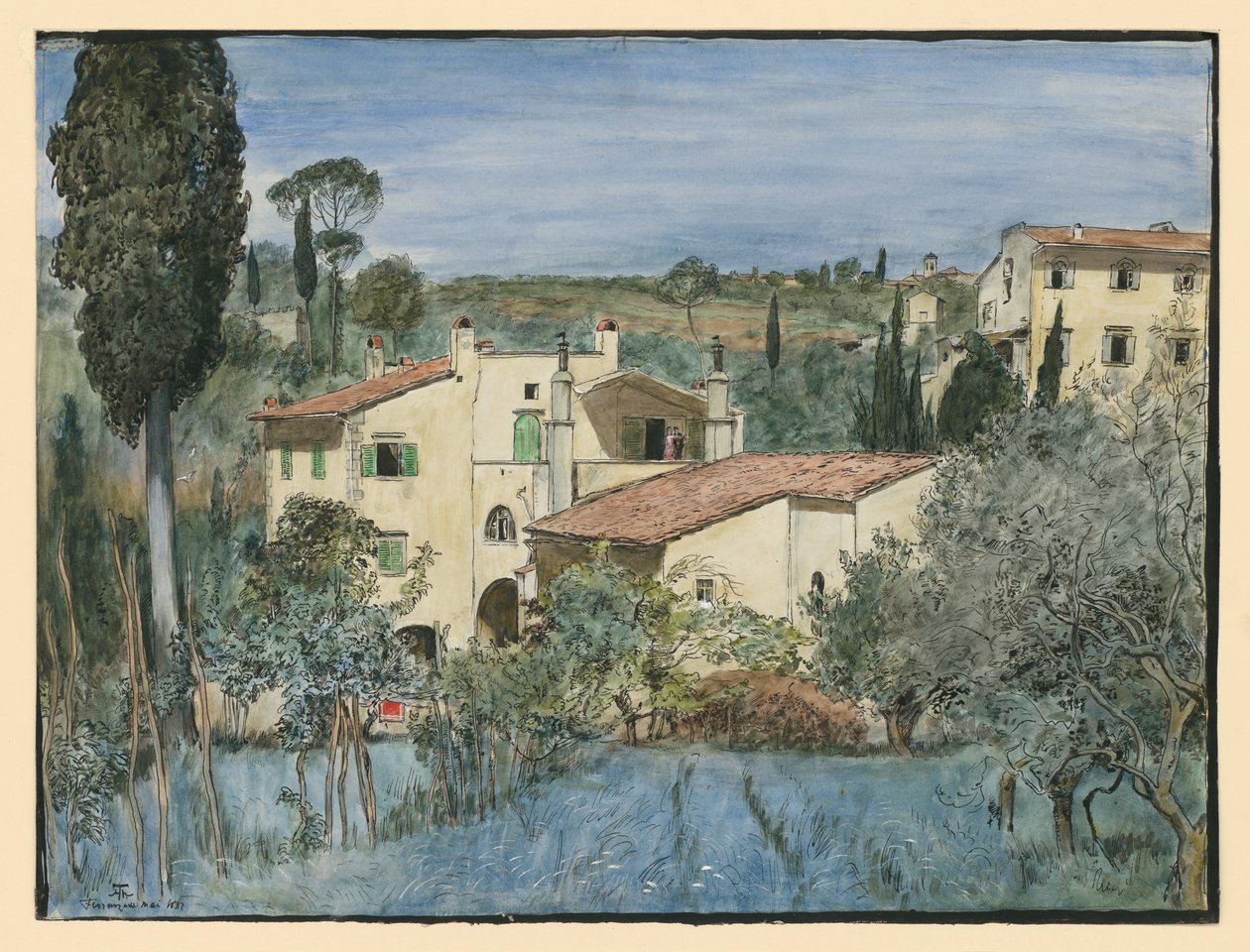 En villa i utkanten av Firenze av Hans Thoma
