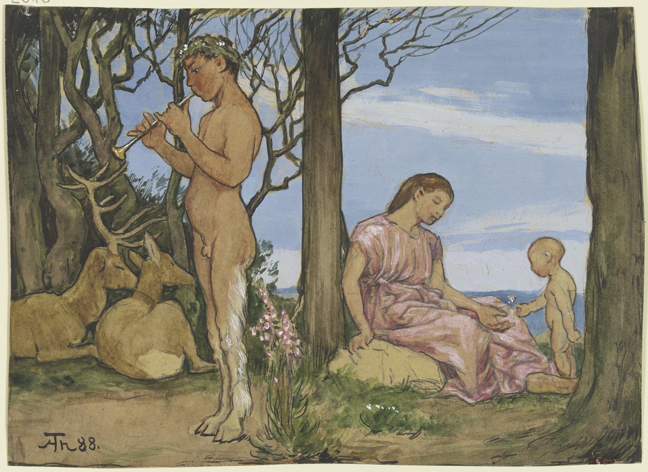 Faun og nymfe av Hans Thoma