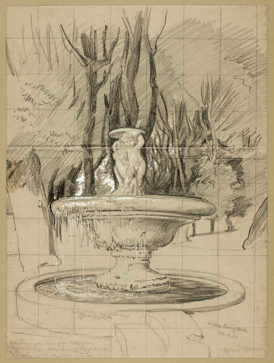 Fontene med Putti i hagen til Villa Borghese av Hans Thoma