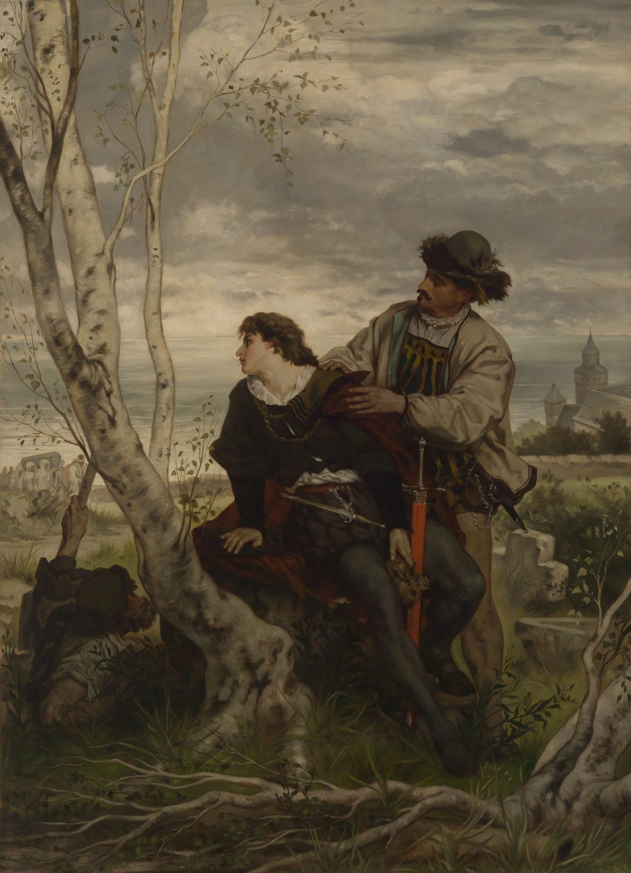 Hamlet og Horatio ved Ophelias grav av Hans Thoma