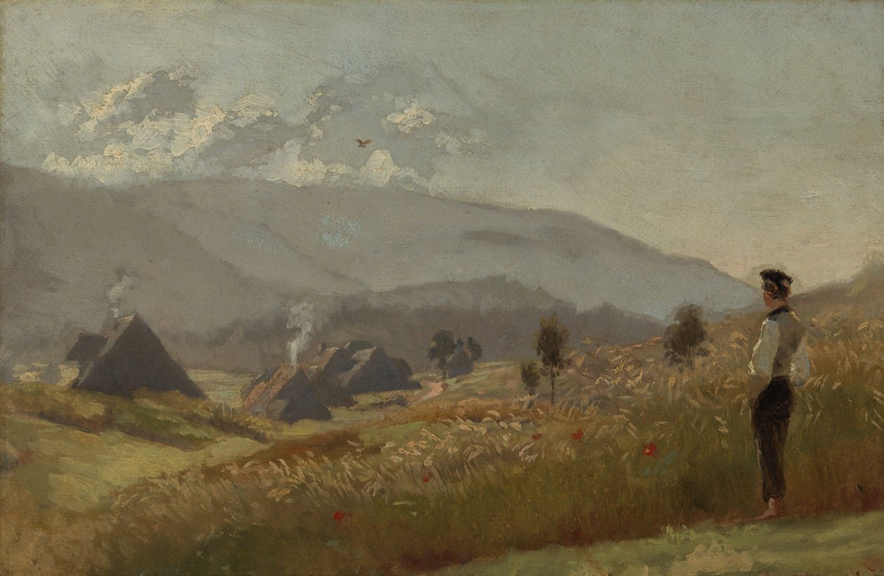 Ung bonde ved kornåkeren av Hans Thoma
