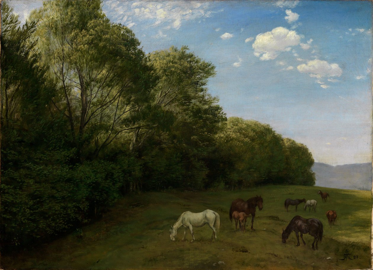 Landskap med beitende hester av Hans Thoma