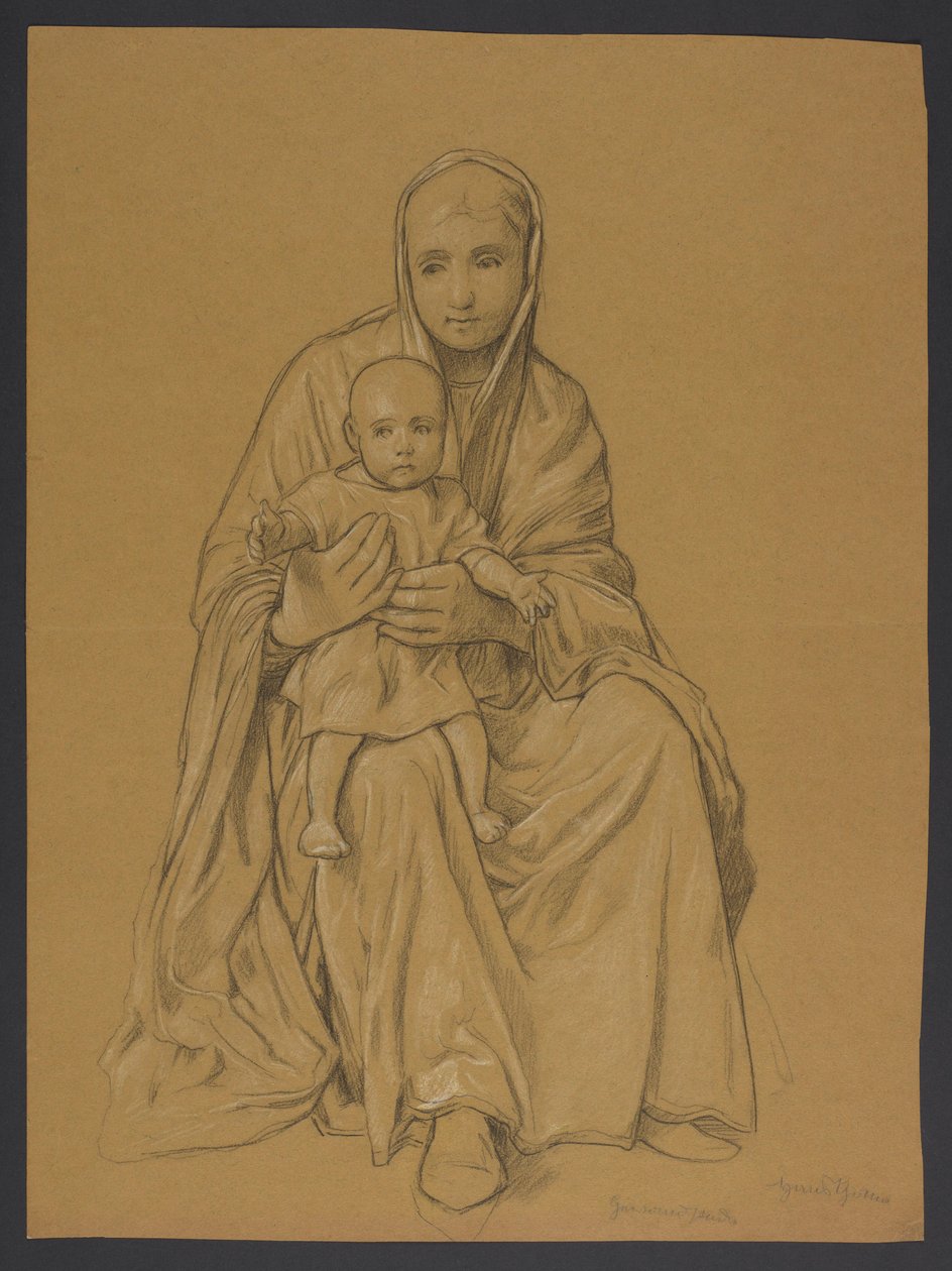 Maria med Jesus på fanget av Hans Thoma