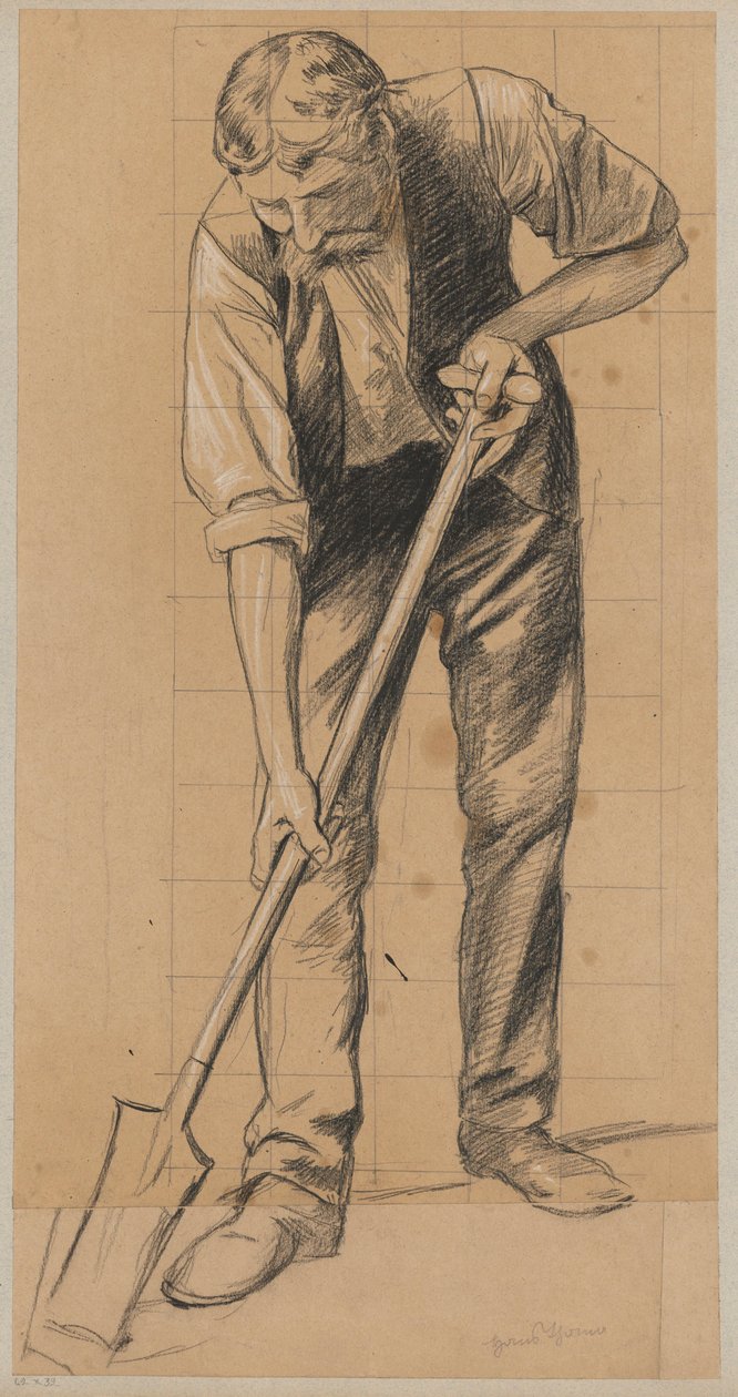 En mann som graver med en spade av Hans Thoma