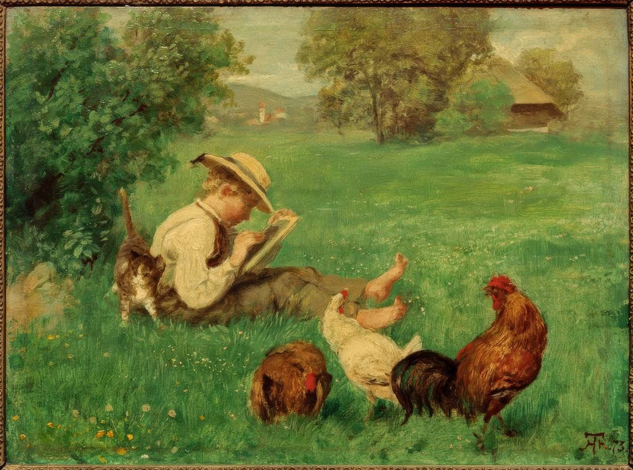 Etter skolen. Begynnelsen av kunst av Hans Thoma