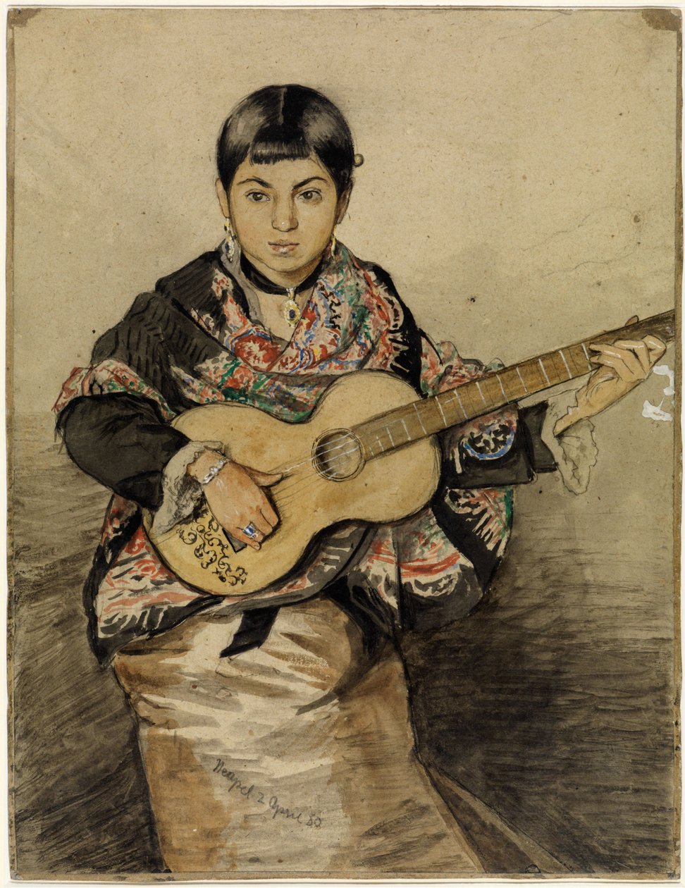 Napolitansk kvinne med gitar av Hans Thoma