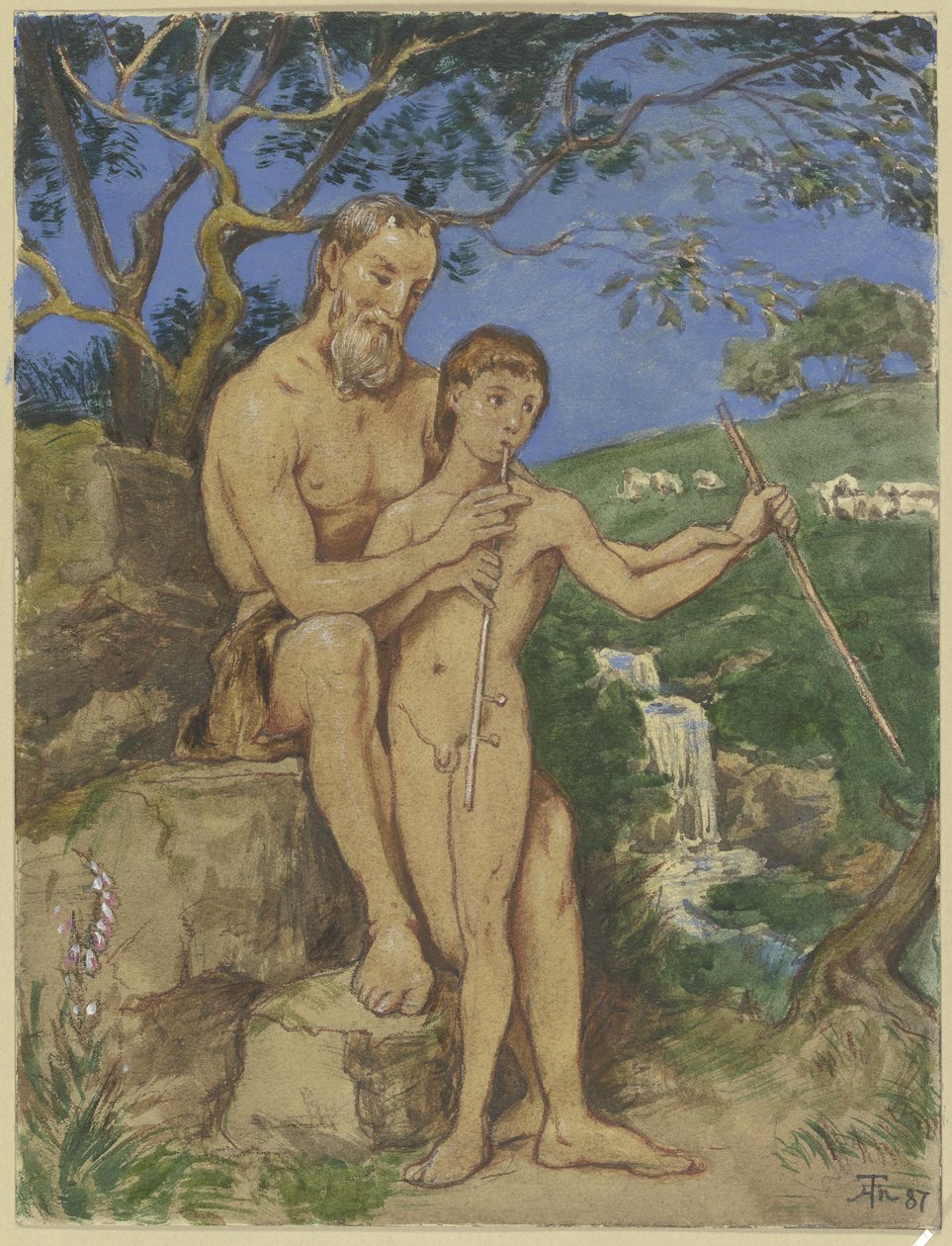 Gammel og ung faun av Hans Thoma