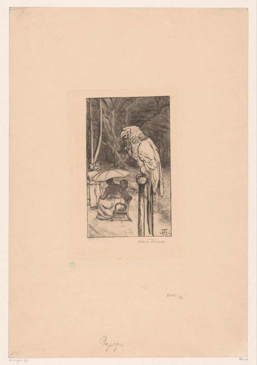 Papegøye og fire figurer av Hans Thoma