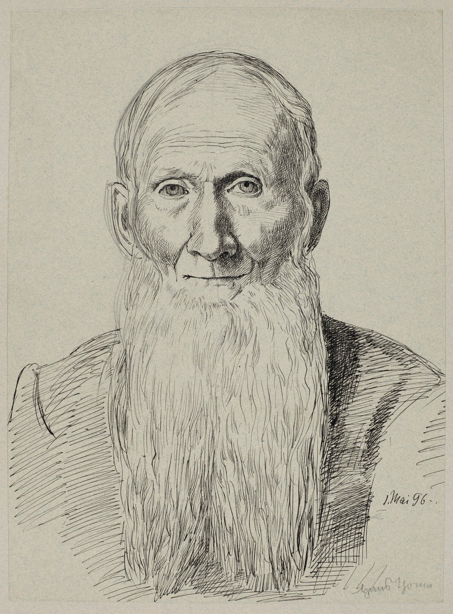 Bust av en gammel mann med lang skjegg av Hans Thoma