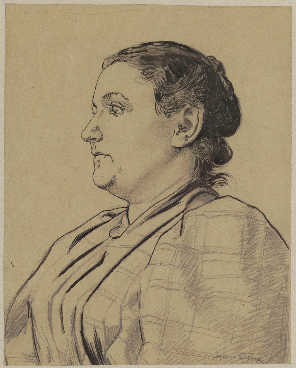 Portrett av kunstnerens kone - Celli av Hans Thoma