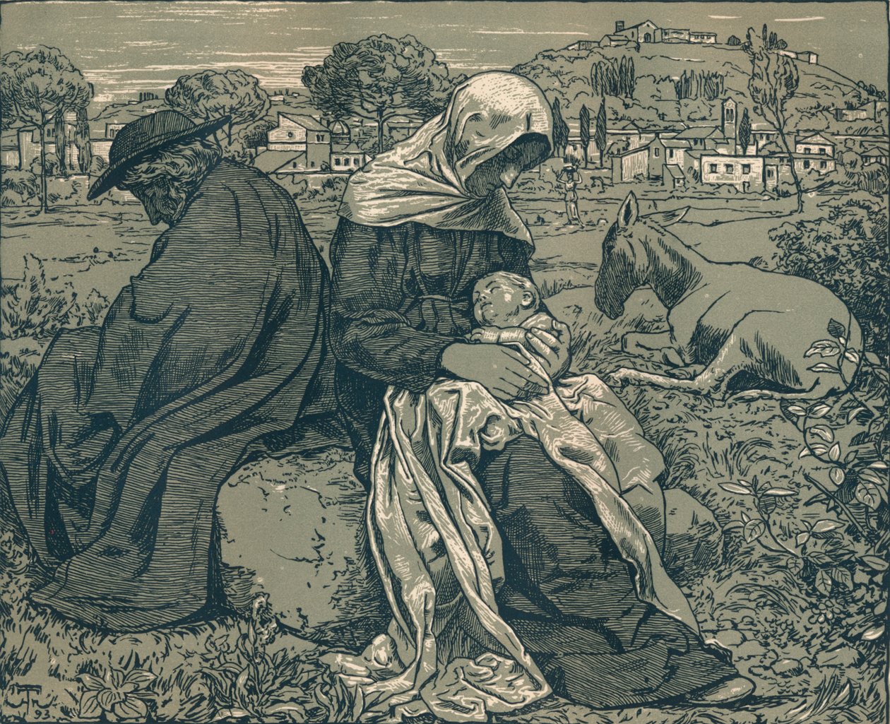 Hvil under flukten til Egypt, c1897 av Hans Thoma