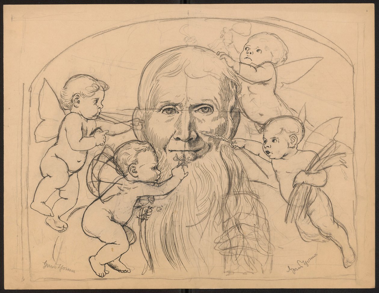 Saturn omgitt av putter av Hans Thoma