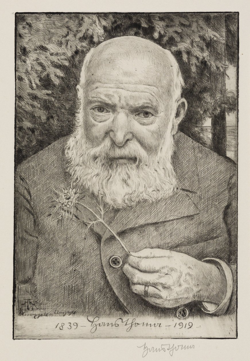 Selvportrett VI med blomst av Hans Thoma