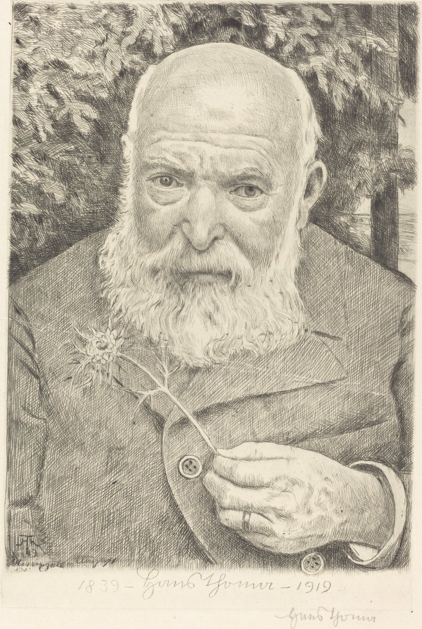 Selvportrett VI med blomst av Hans Thoma