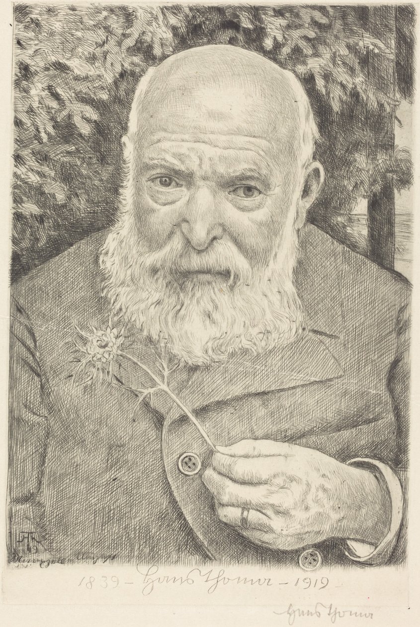 Selvportrett VI med blomst av Hans Thoma