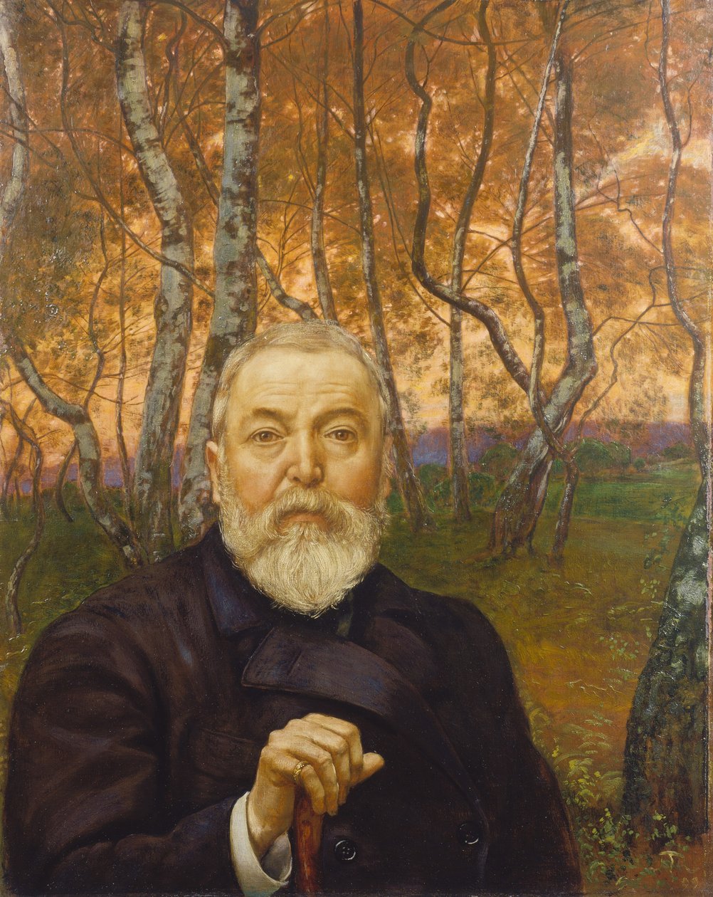Selvportrett i en bjørkelund av Hans Thoma