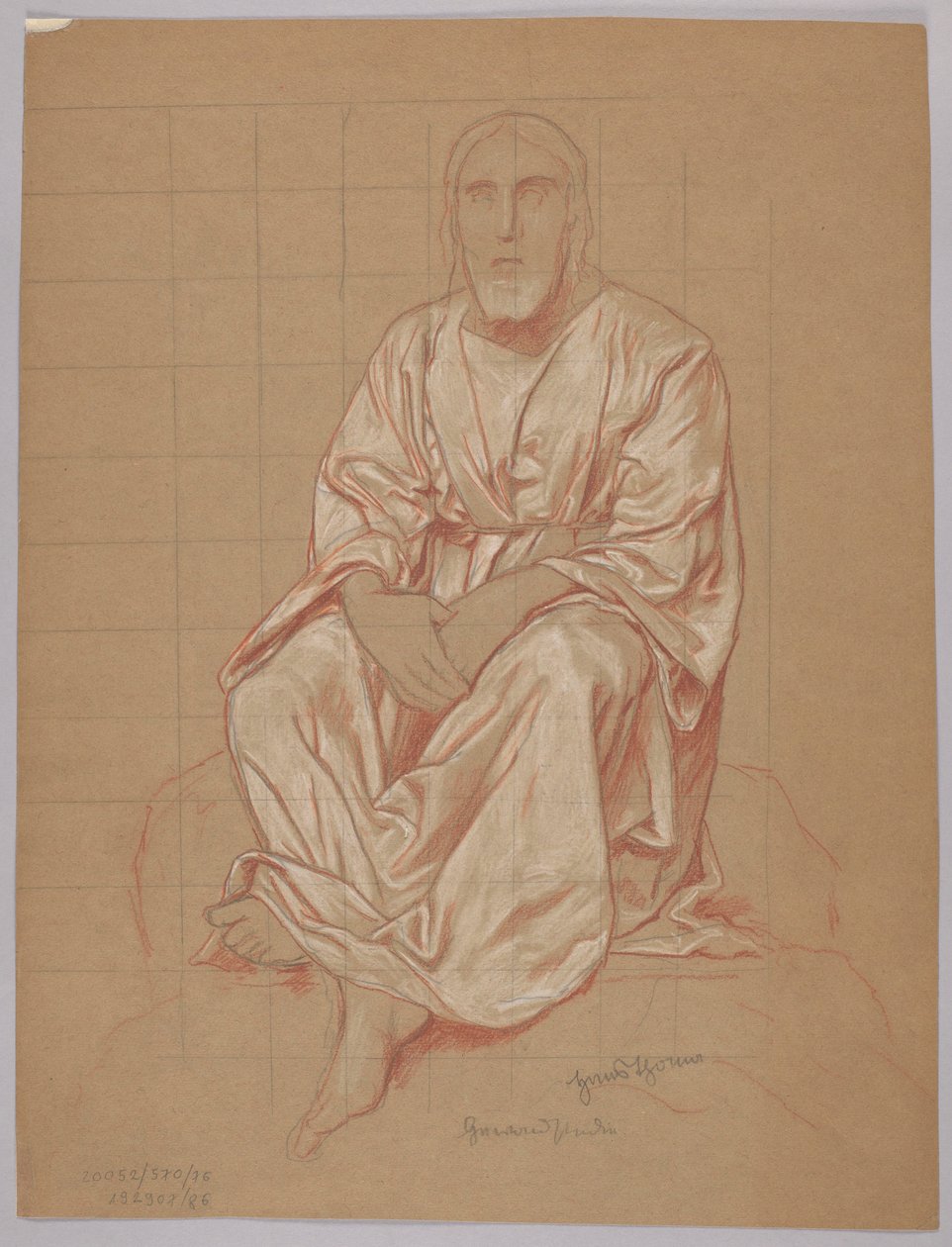 Sittende Kristus, bakside: gjentakelse av samme figur av Hans Thoma