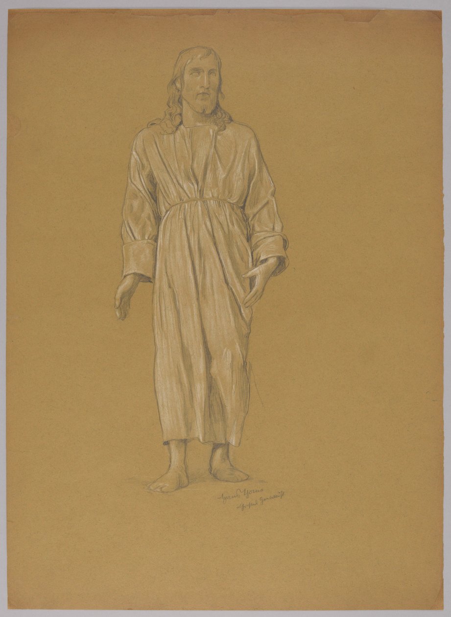 Studie av Kristusfiguren (recto og verso) av Hans Thoma