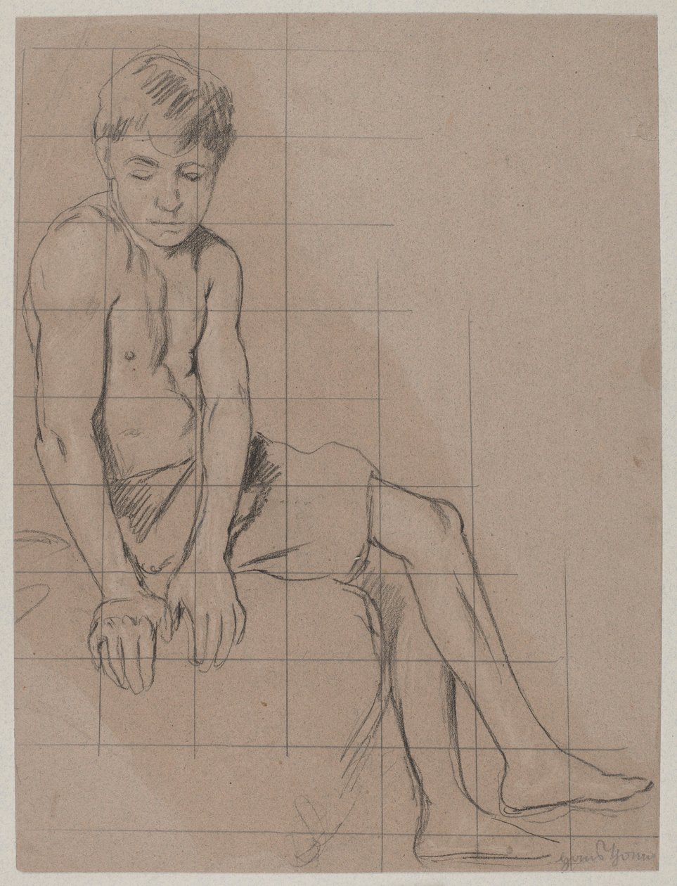 Studie av en sittende gutt av Hans Thoma