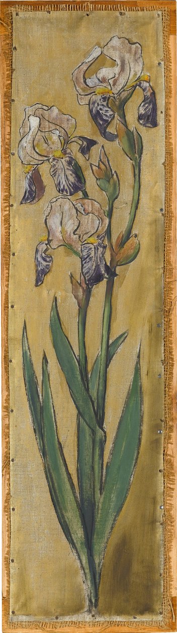 Wandfries aus dem Musiksaal des Hauses Pringsheim, München: Vase mit Schwertlilien av Hans Thoma